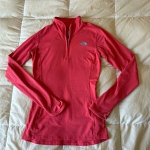 The North Face Women's bright pink base layer  Long Sleeve Top quarter zip